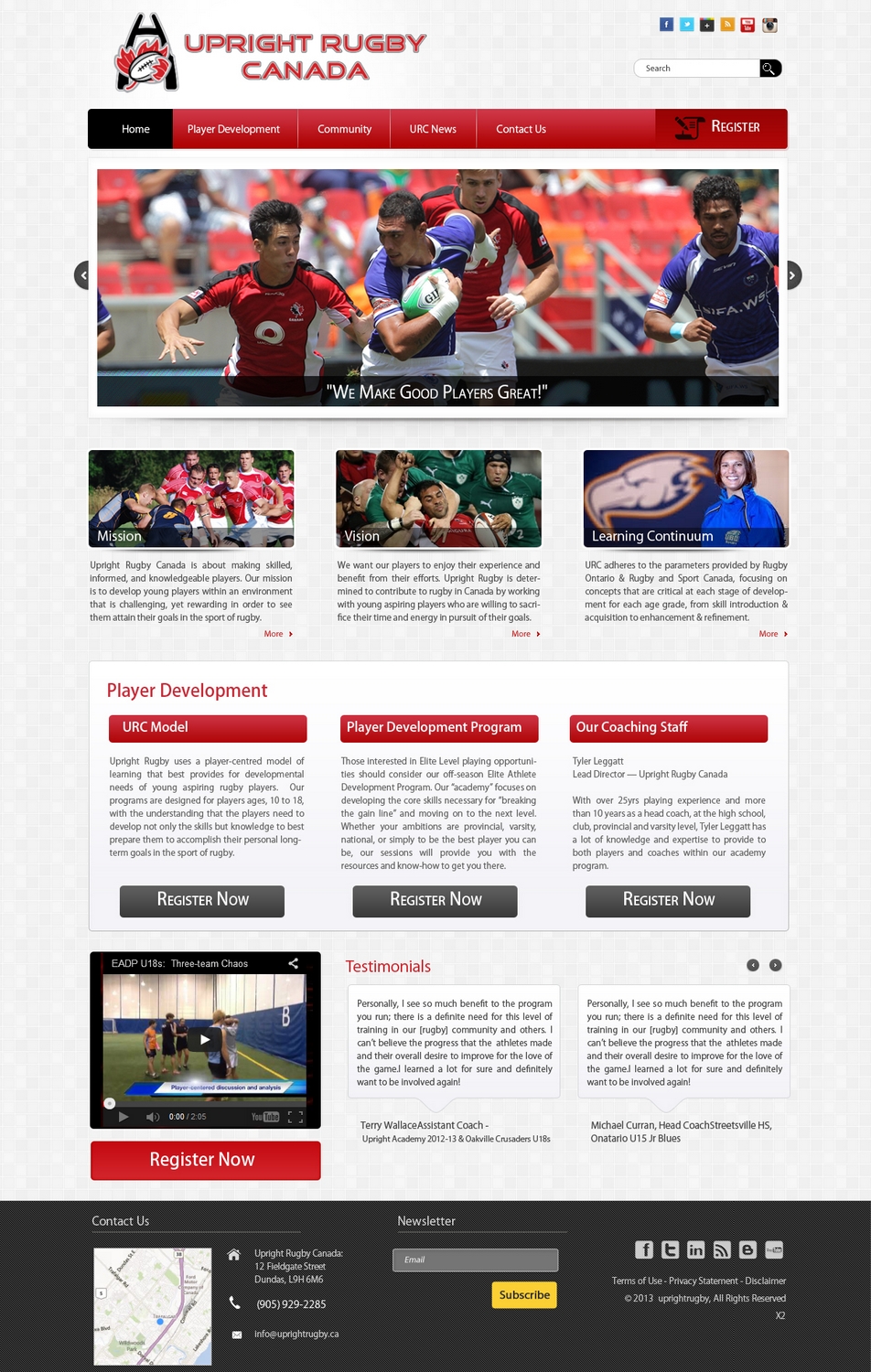 Wordpress Design by pb for Upright Rugby Canada | Design #2547330