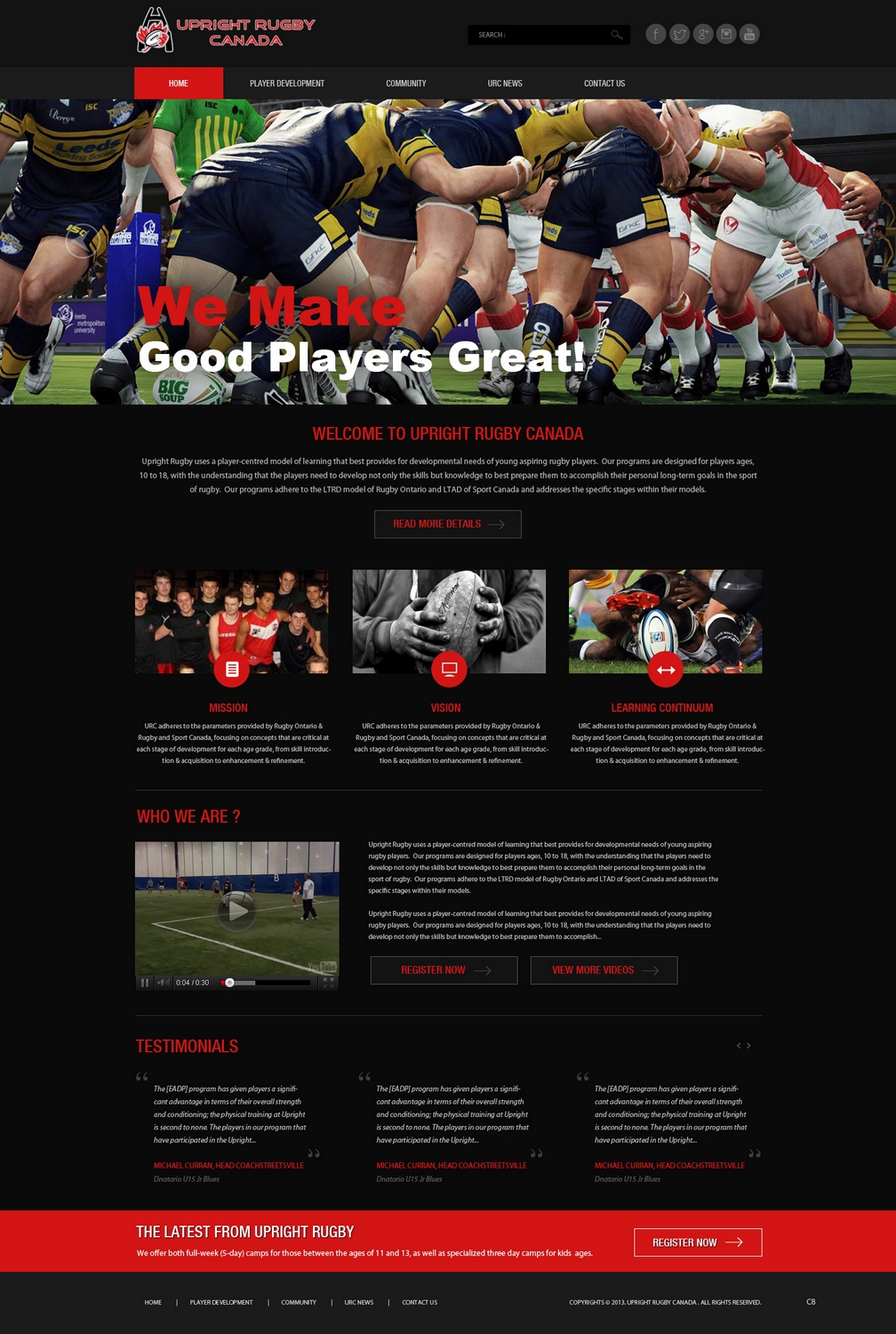 Wordpress Design by pb for Upright Rugby Canada | Design #2553081