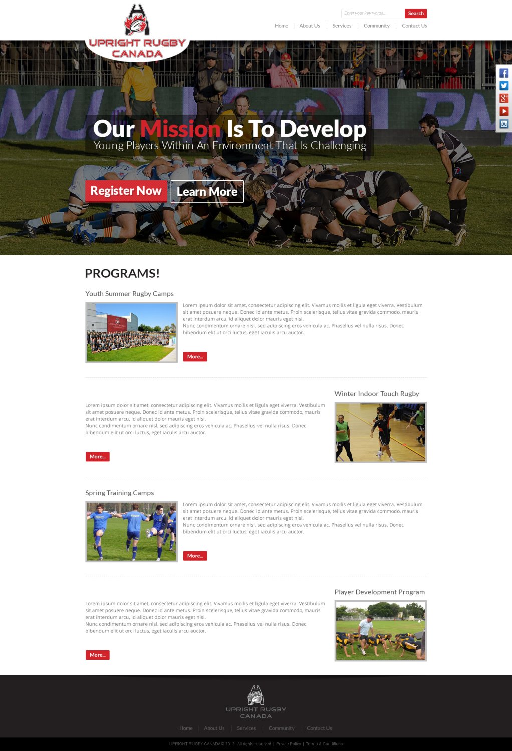 Wordpress Design by TechWise for Upright Rugby Canada | Design #2550870