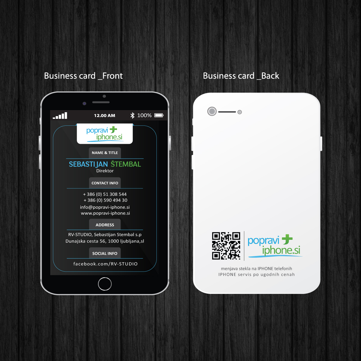 Business Card Design by e-graphics for RV-STUDIO, Sebastijan ?tembal, s.p. | Design #14420025