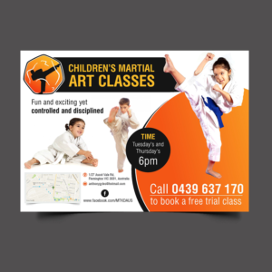 Children's martial arts flyer for new classes