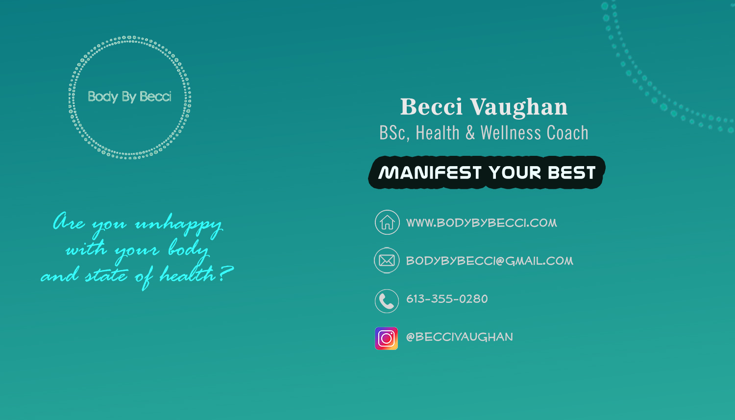 Design de Carte de Visite par daliarashwan pour Body By Becci | Design #14412733
