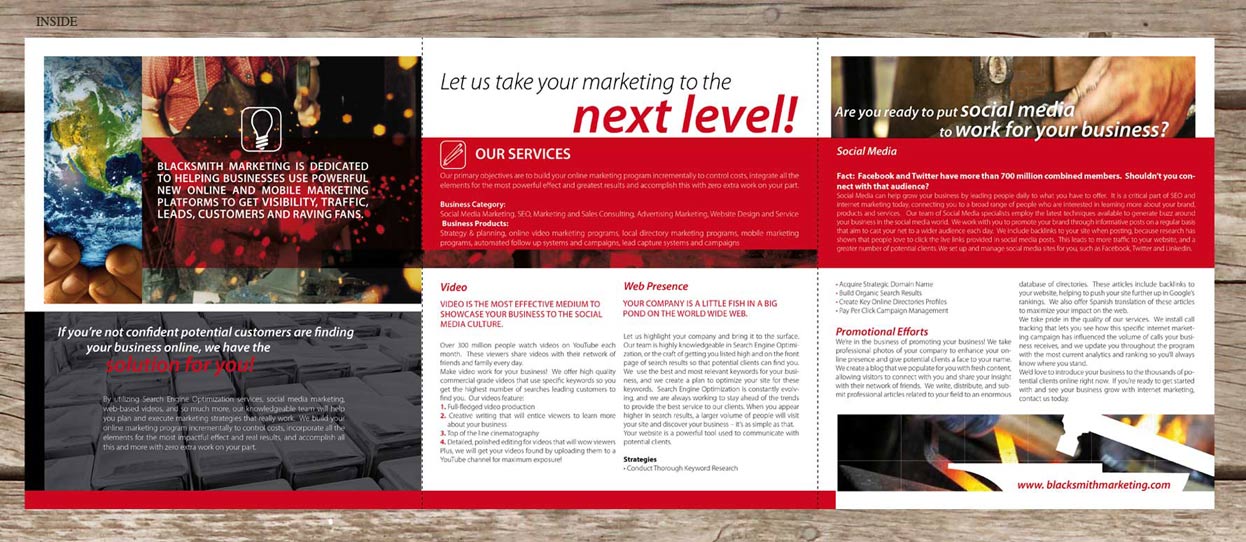 Brochure Design by san011 for Blacksmith Marketing | Design #566639