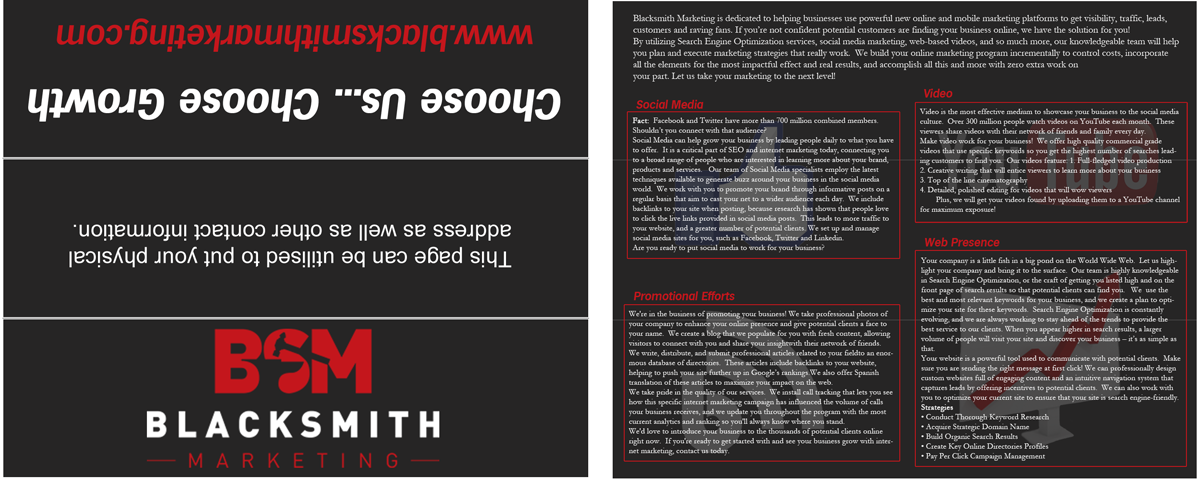 Brochure Design by Nitish for Blacksmith Marketing | Design #566779