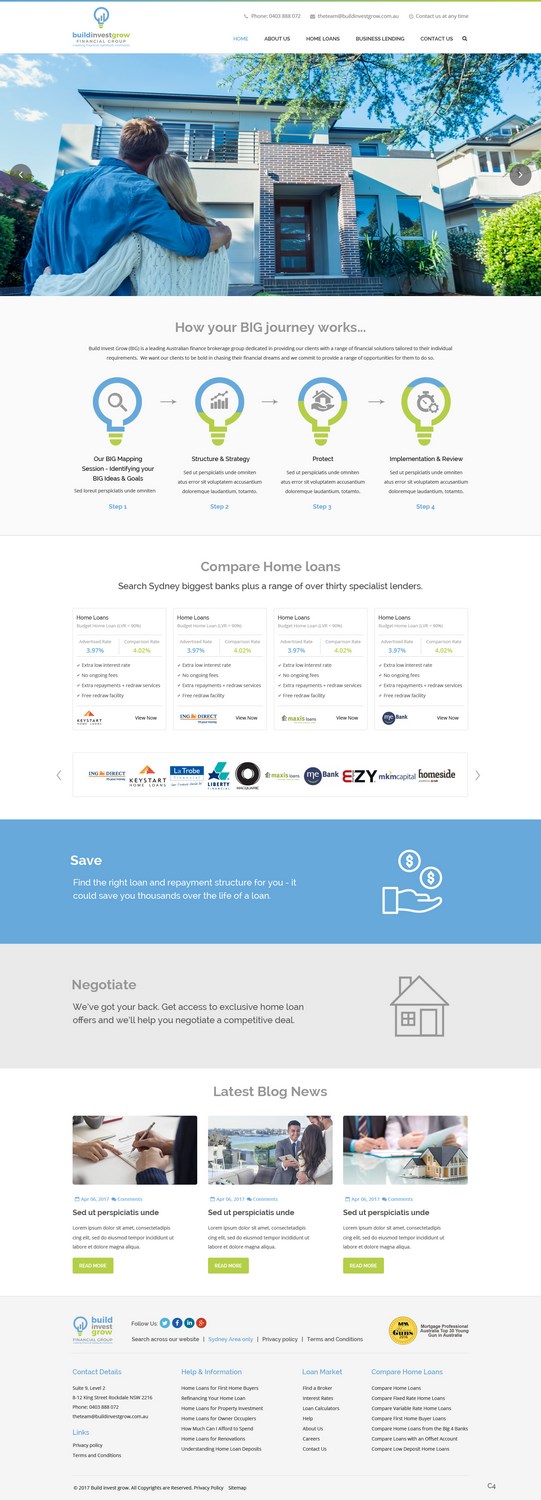 Web Design by pb for Build Invest Grow  | Design #14413990