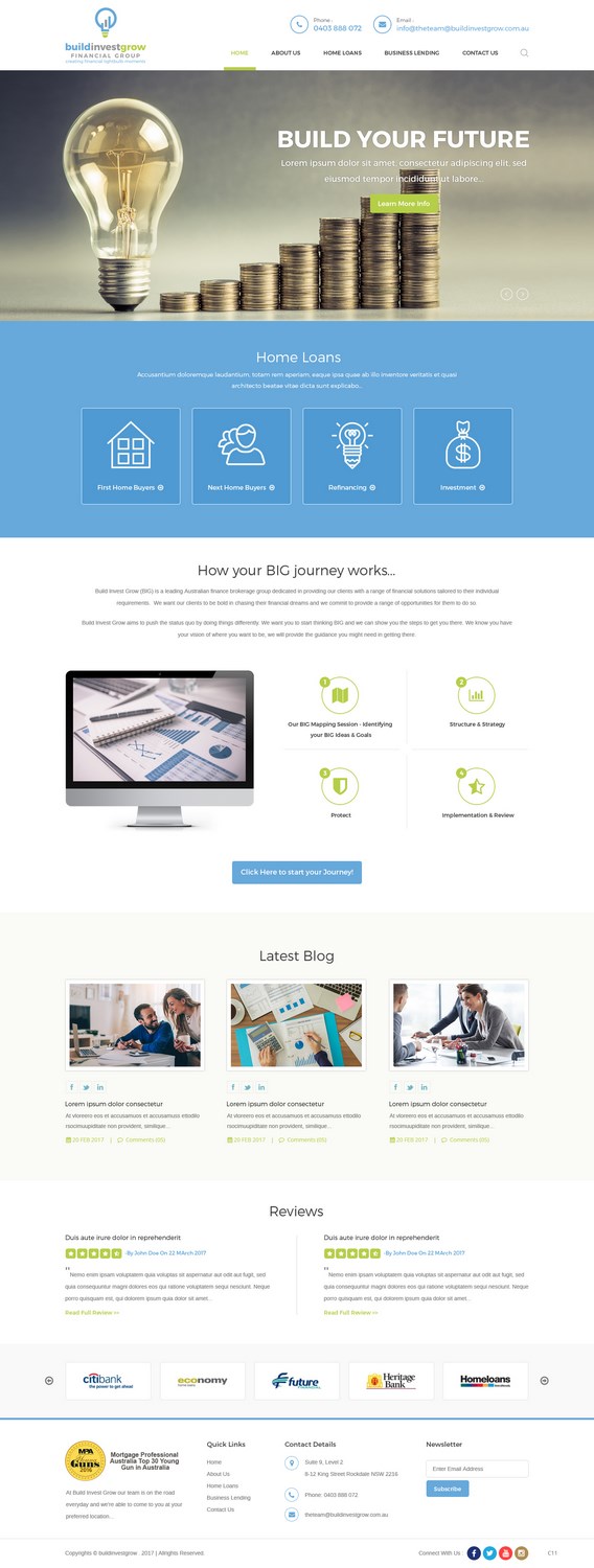 Web Design by pb for Build Invest Grow  | Design #14413991
