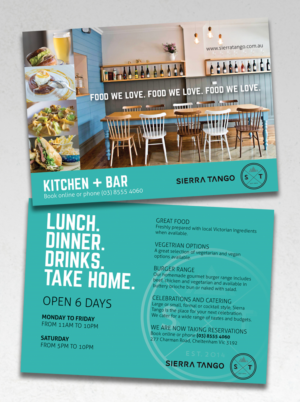 Restaurant needs a postcard to give out to commuters and potential customers. Needs to be attractive | Flyer-Design von andrew3344