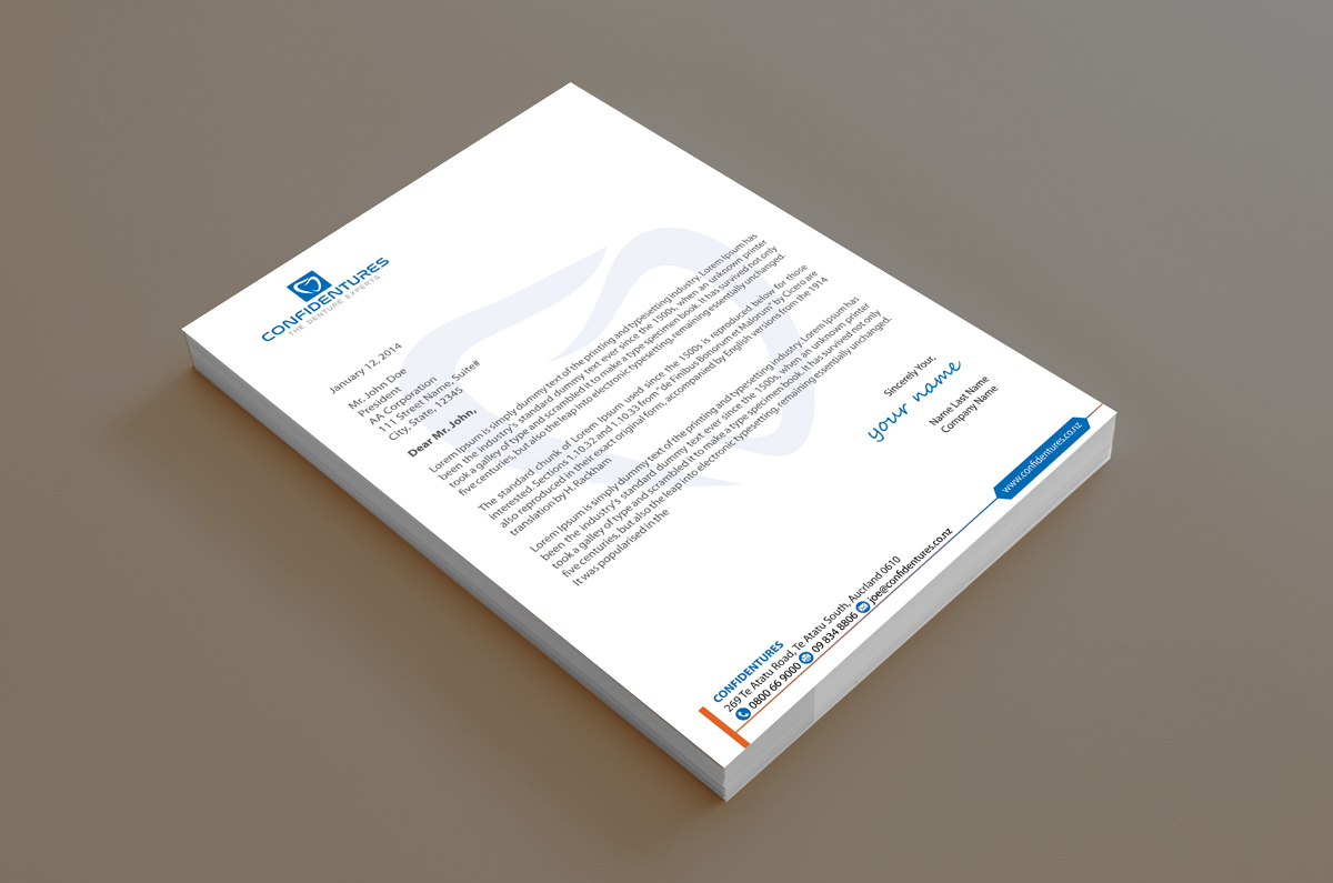 Letterhead Design by alpesh9520 for Confidentures | Design #14420175
