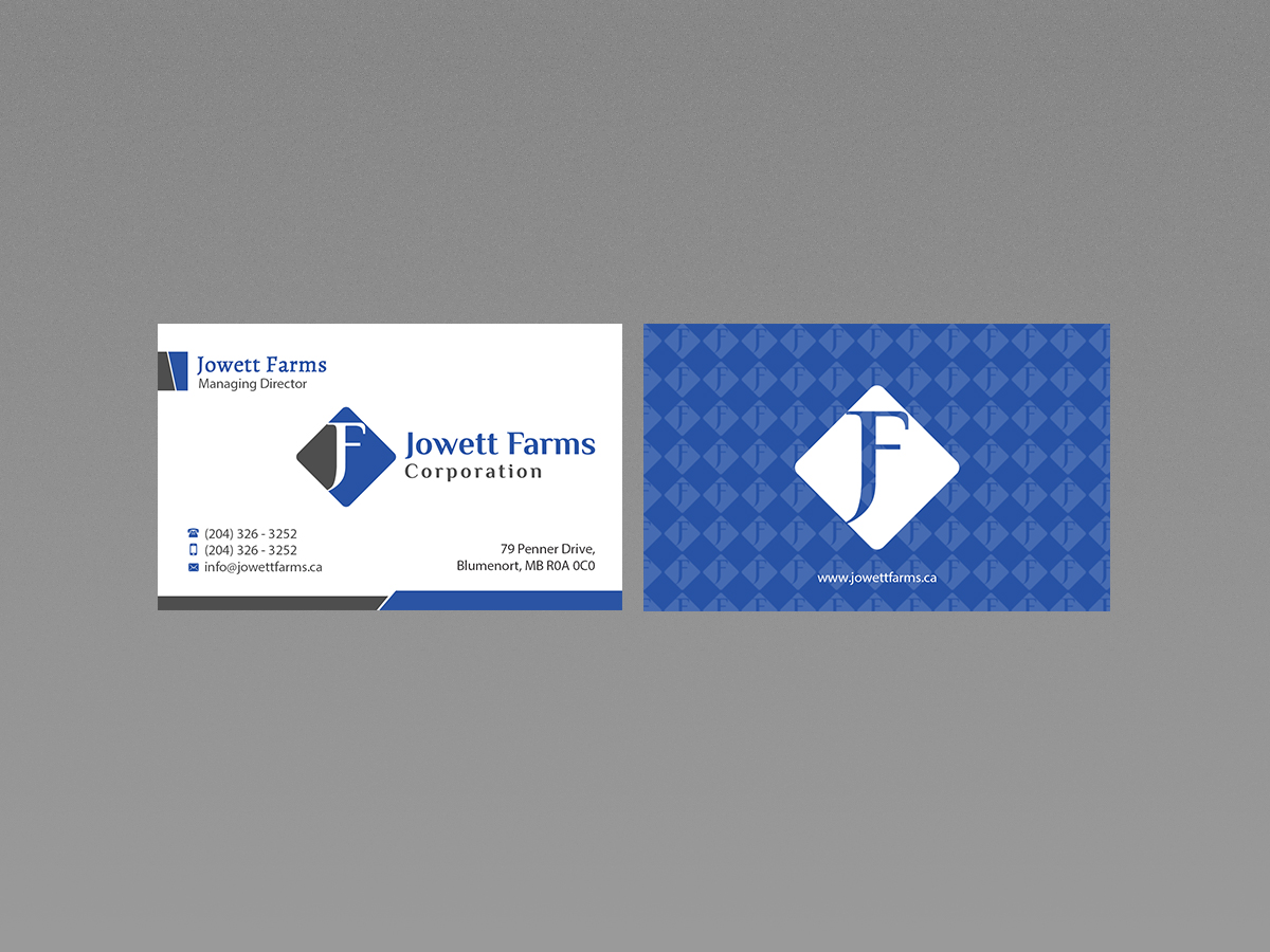 Business Card Design by Creations Box 2015 for Jowett Farms Corporation  | Design #14449805