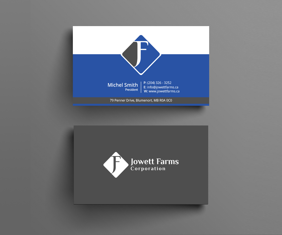 Business Card Design by Right_D for Jowett Farms Corporation  | Design #14463357