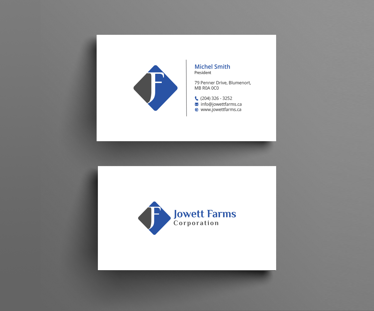 Business Card Design by Right_D for Jowett Farms Corporation  | Design #14463358