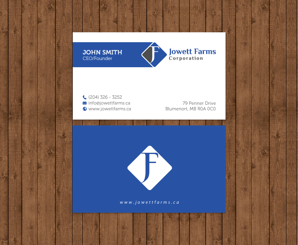 Diseño de Tarjeta de Presentación por chandrayaan.creative para Jowett Farms Corporation  | Diseño #14445268