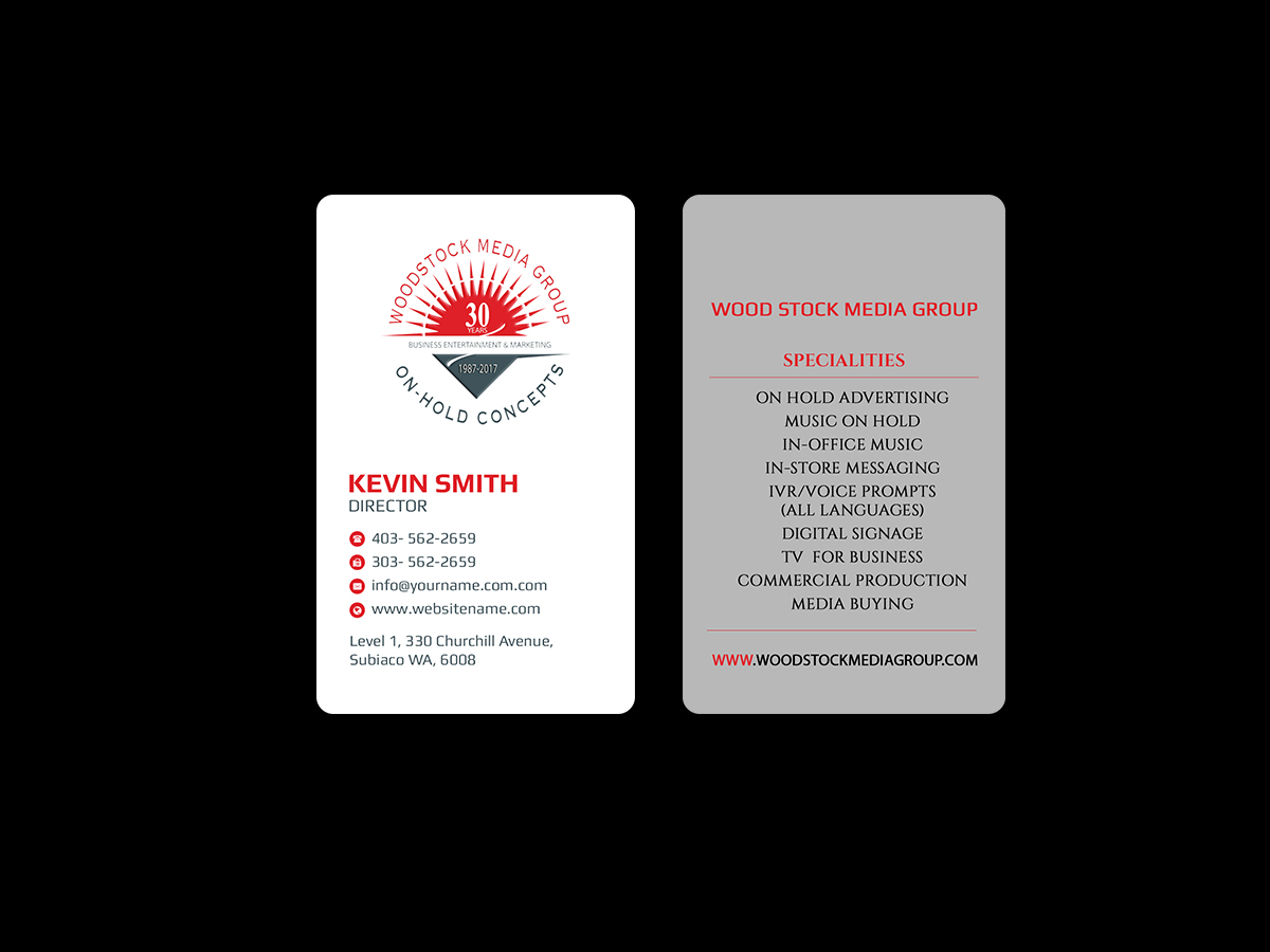 Business Card Design by Creations Box 2015 for Woodstock Media Group/On-Hold Concepts, Inc. | Design #14445872