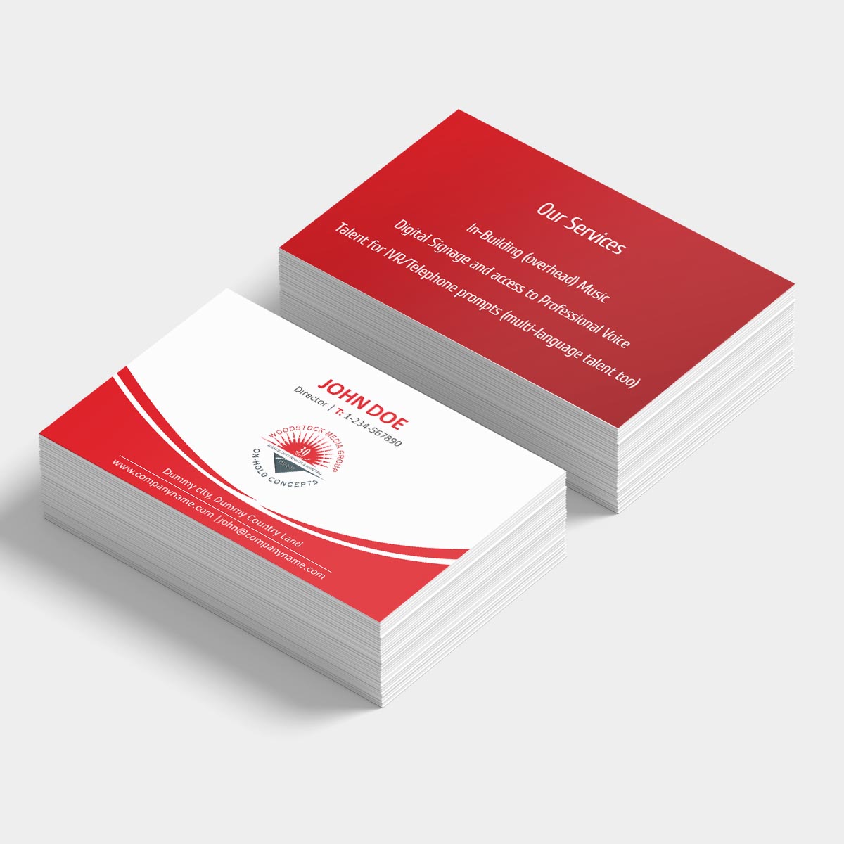 Business Card Design by webeezine for Woodstock Media Group/On-Hold Concepts, Inc. | Design #14447819