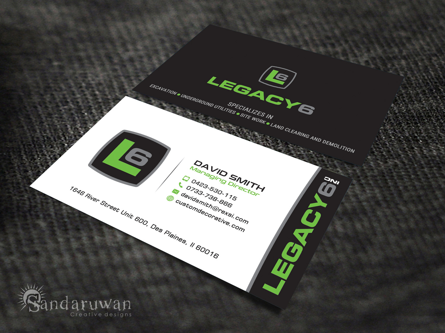 Business Card Design by Sandaruwan for Legacy 6 Inc | Design #14531817