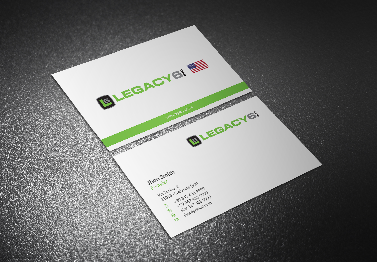 Visitenkarten-Design von Eggo May P für Legacy 6 Inc | Design #14516073