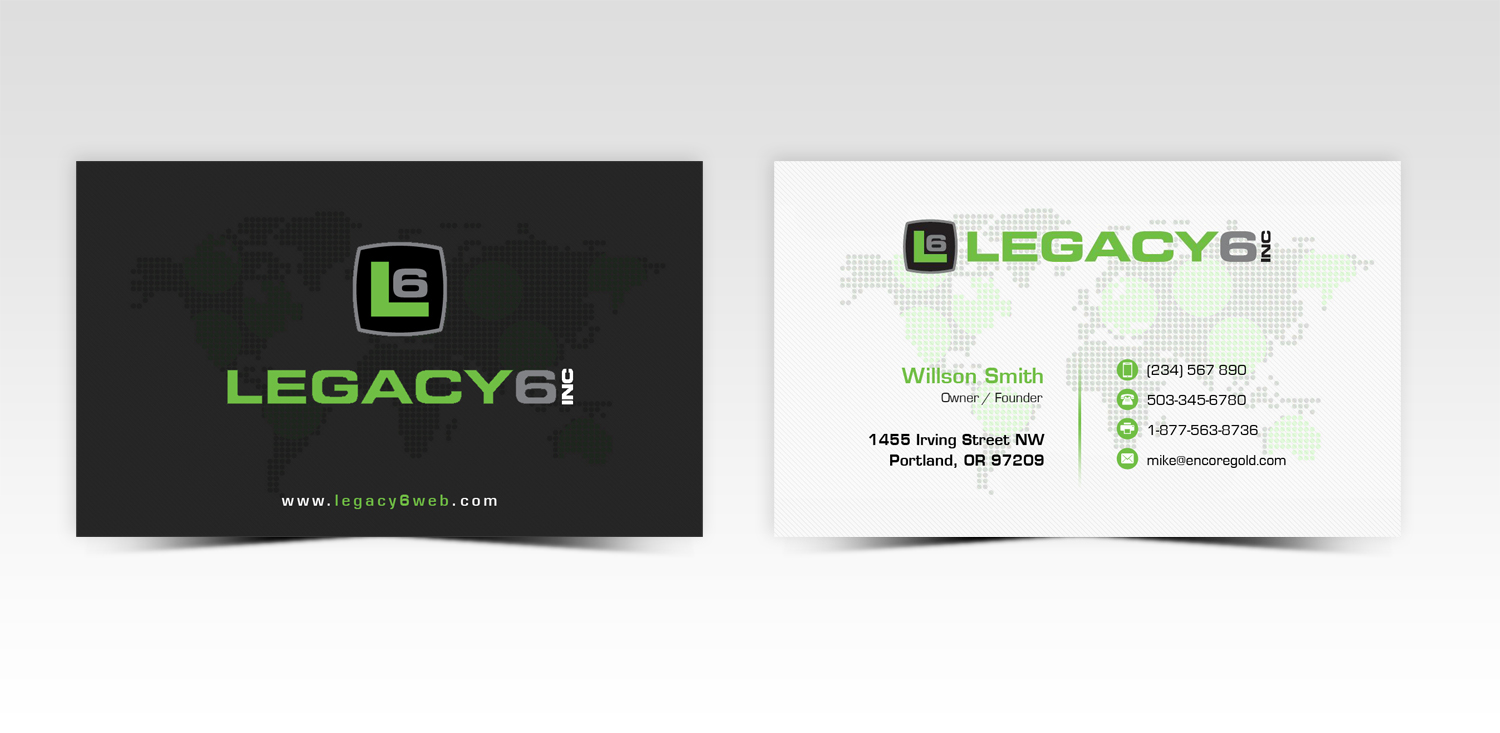 Diseño de Tarjeta de Presentación por Pointless Pixels India para Legacy 6 Inc | Diseño #14462763