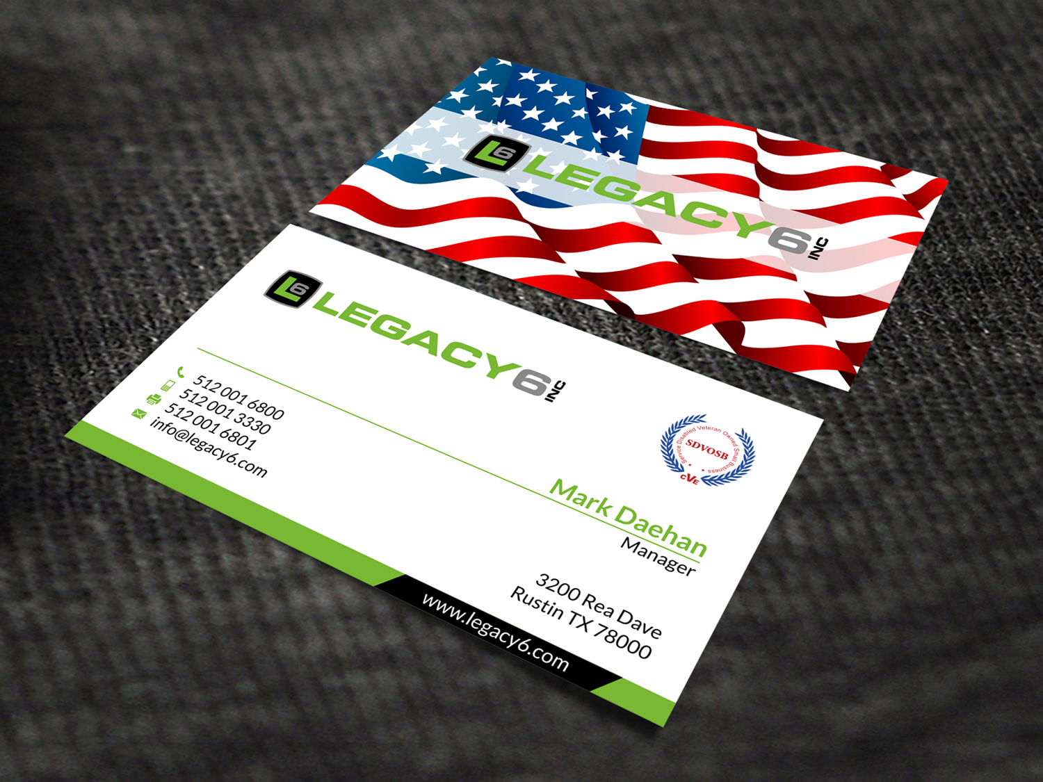 Business Card Design by SKYdesign for Legacy 6 Inc | Design #14481942