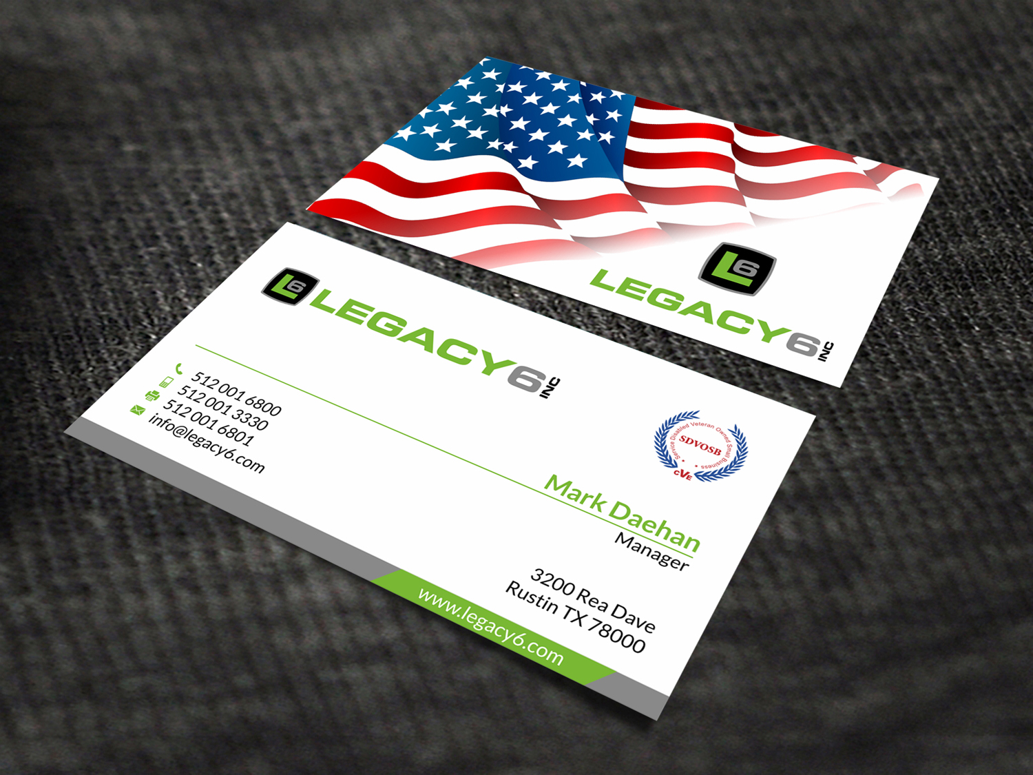 Business Card Design by SKYdesign for Legacy 6 Inc | Design #14481943