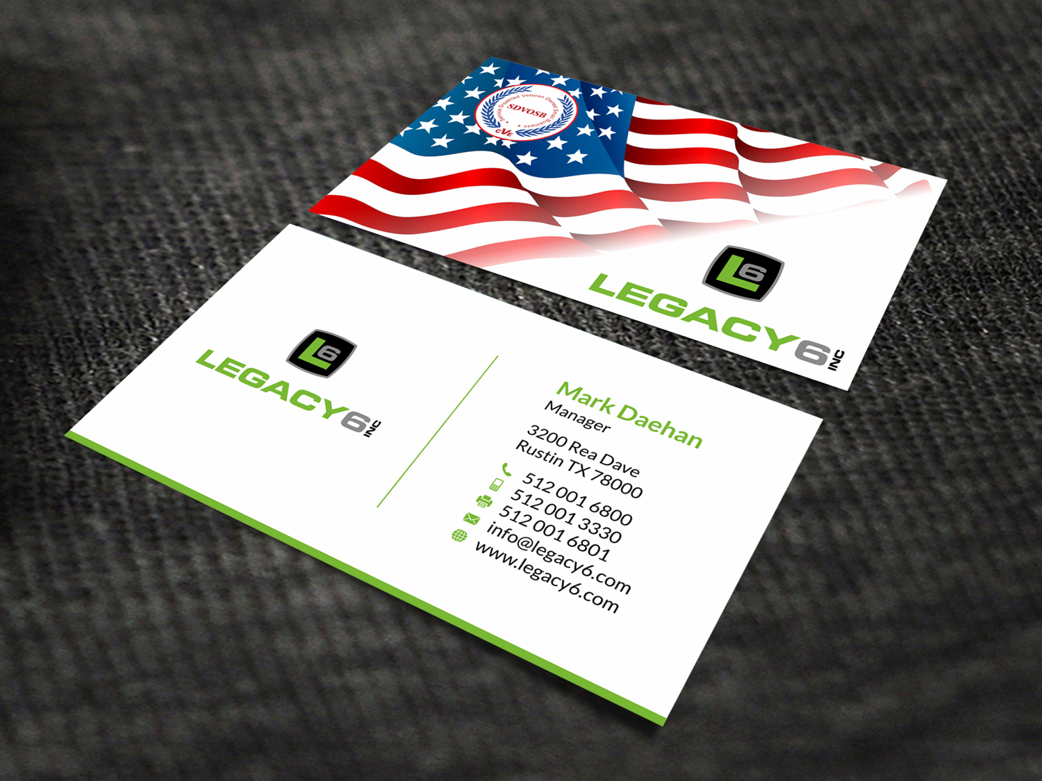 Business Card Design by SKYdesign for Legacy 6 Inc | Design #14481947