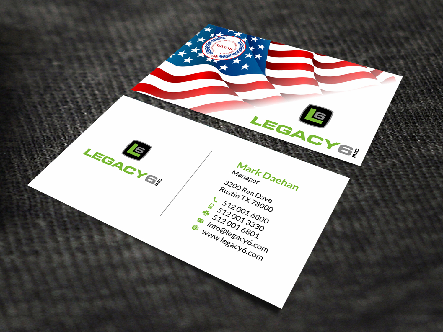 Business Card Design by SKYdesign for Legacy 6 Inc | Design #14481950