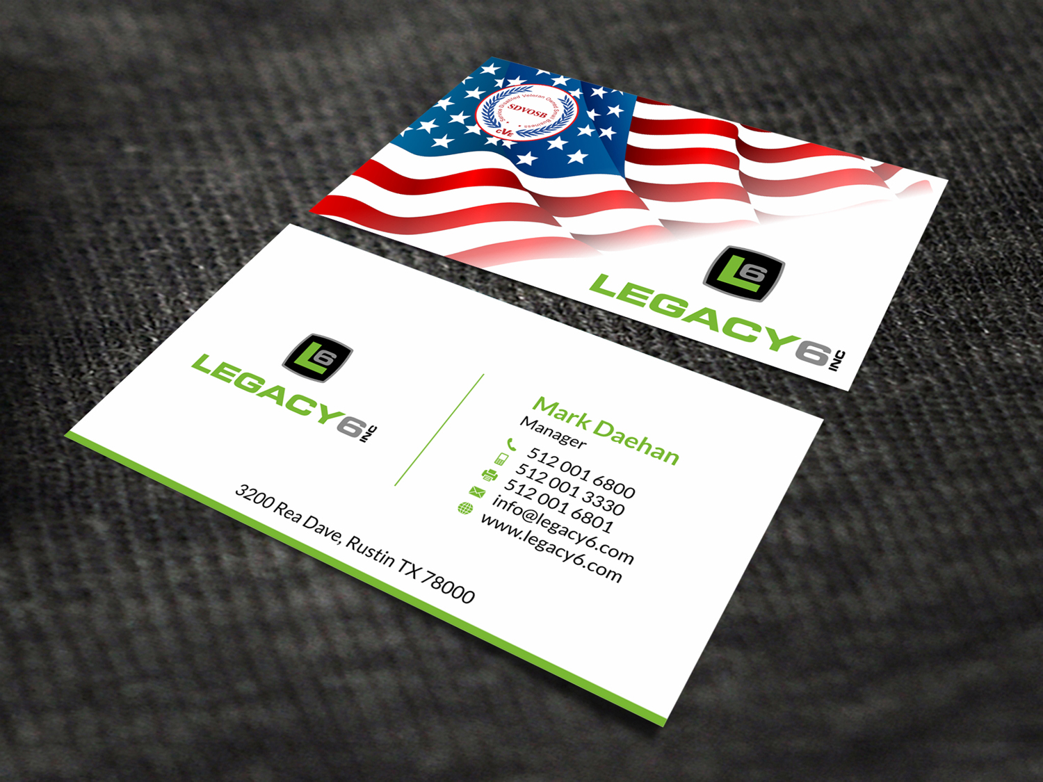 Business Card Design by SKYdesign for Legacy 6 Inc | Design #14481953