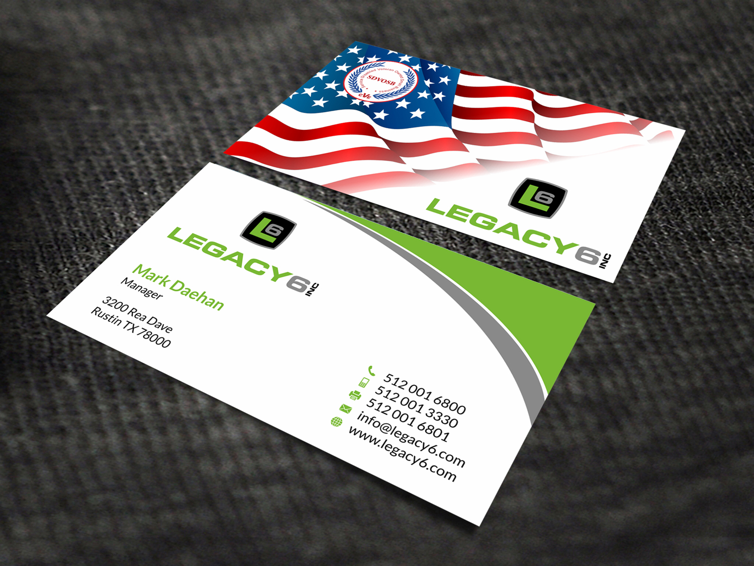 Business Card Design by SKYdesign for Legacy 6 Inc | Design #14481954