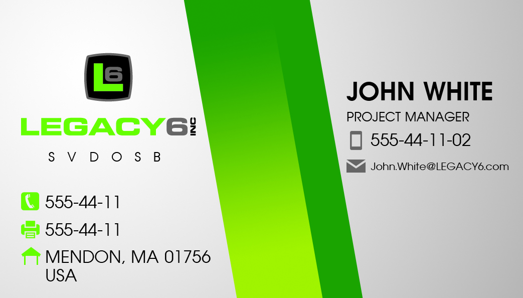 Diseño de Tarjeta de Presentación por k6 para Legacy 6 Inc | Diseño #14460805