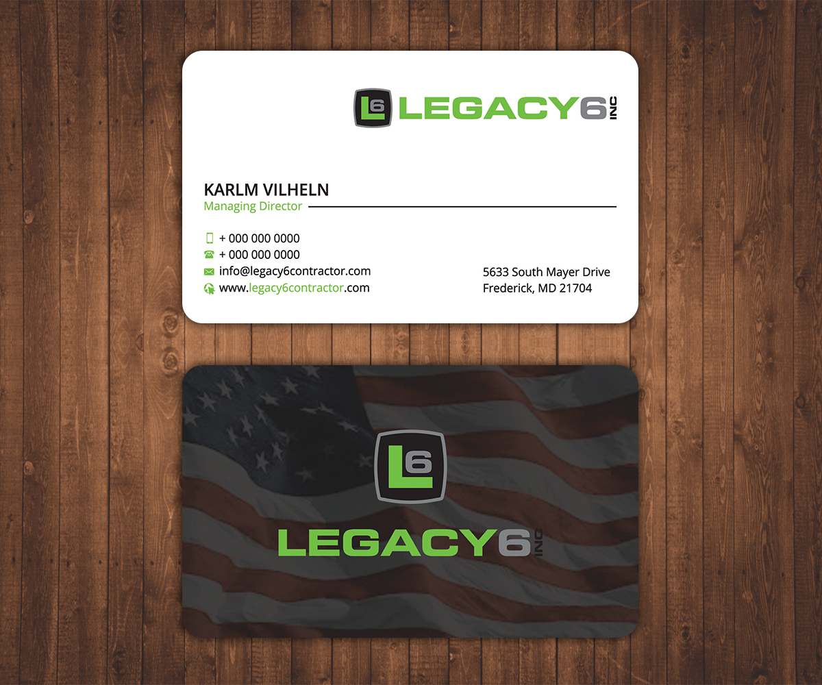 Business Card Design by Stylez Designz for Legacy 6 Inc | Design #14582945