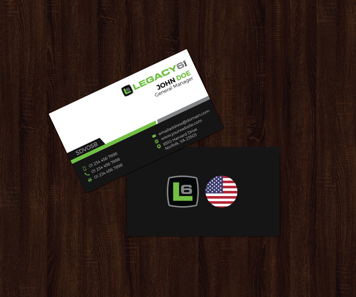 Business Card Design by JK18 for Legacy 6 Inc | Design #14487591