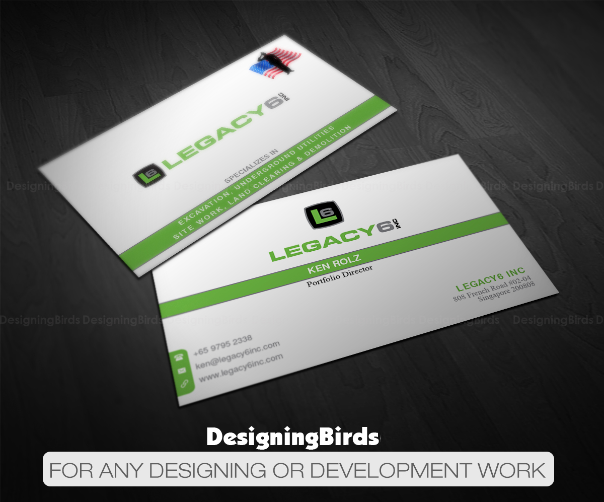 Business Card Design by Designing Birds for Legacy 6 Inc | Design #14464175