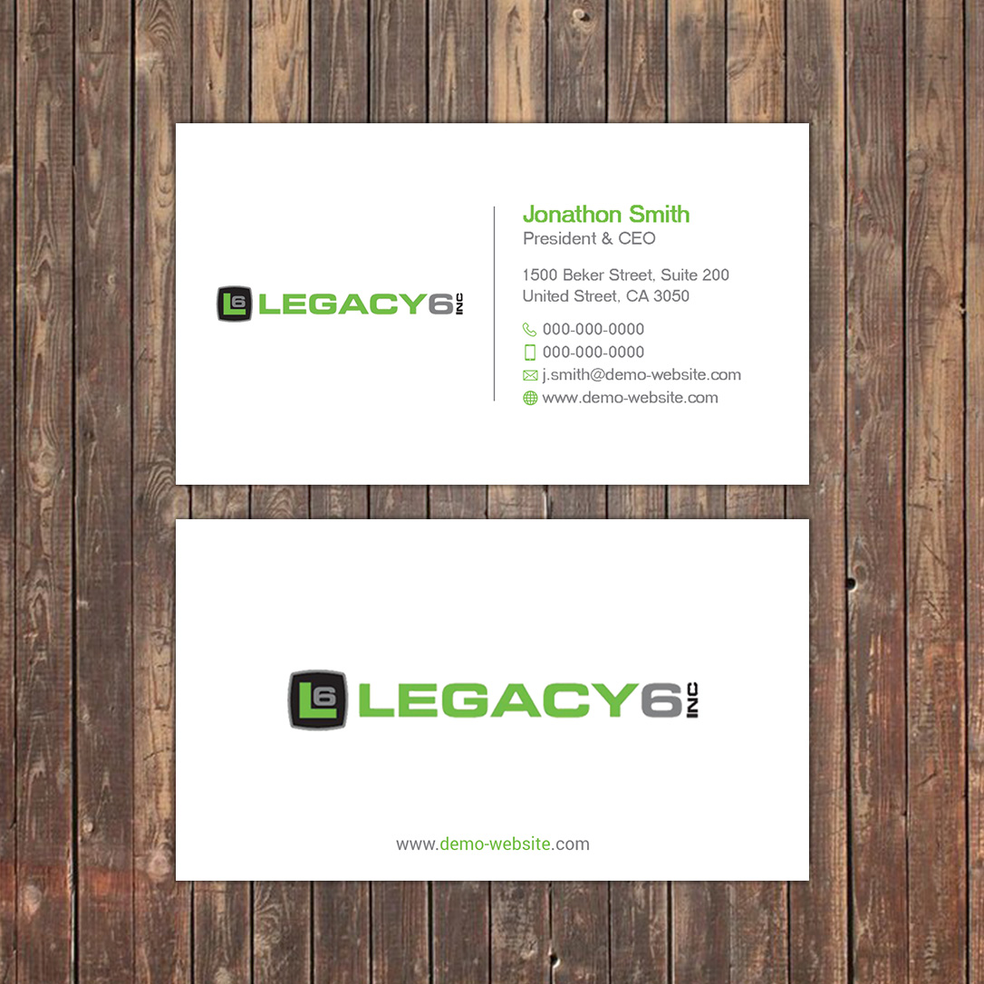 Business Card Design by Sky007 for Legacy 6 Inc | Design #14457951