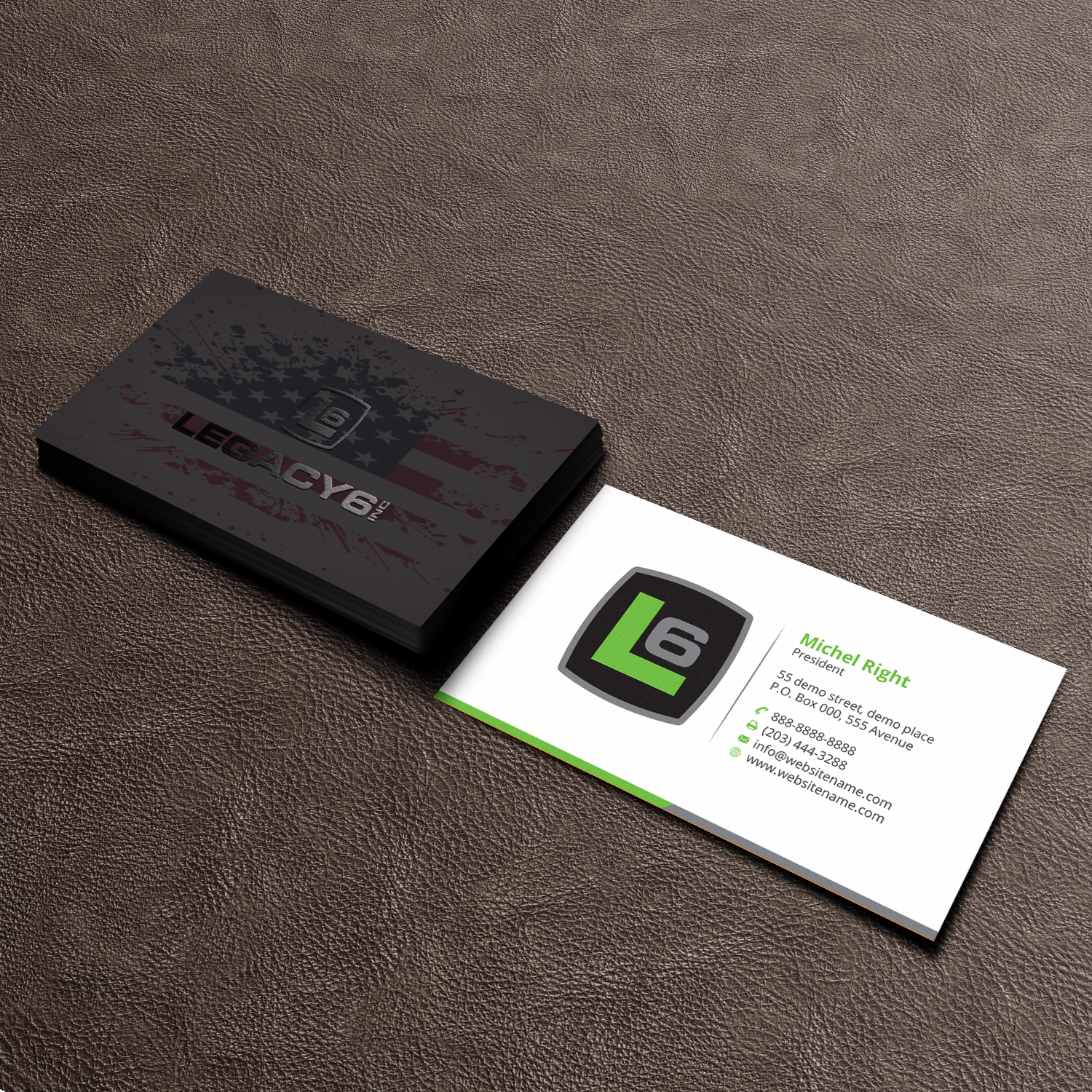 Visitenkarten-Design von Right_D für Legacy 6 Inc | Design #14722522