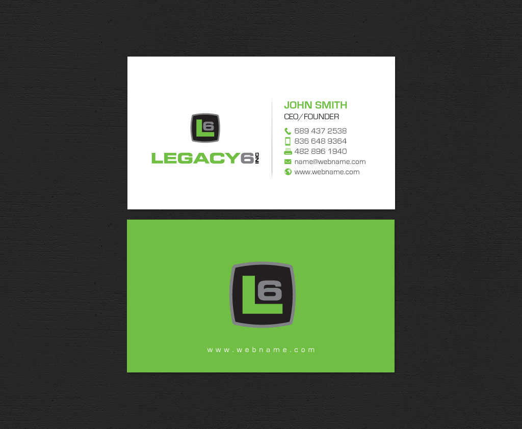 Business Card Design by chandrayaan.creative for Legacy 6 Inc | Design #14479818