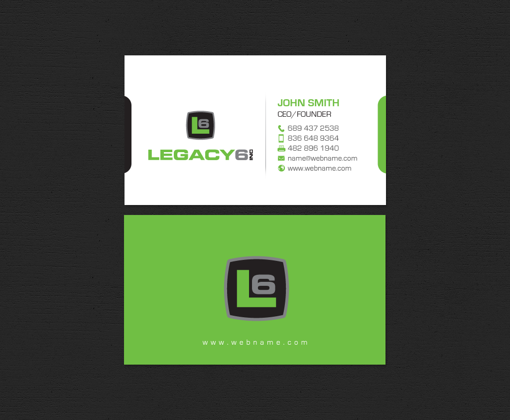 Business Card Design by chandrayaan.creative for Legacy 6 Inc | Design #14479821