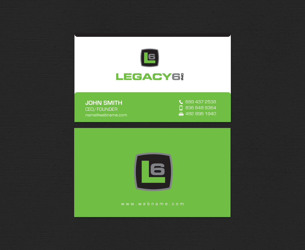 Business Card Design by chandrayaan.creative for Legacy 6 Inc | Design #14578550