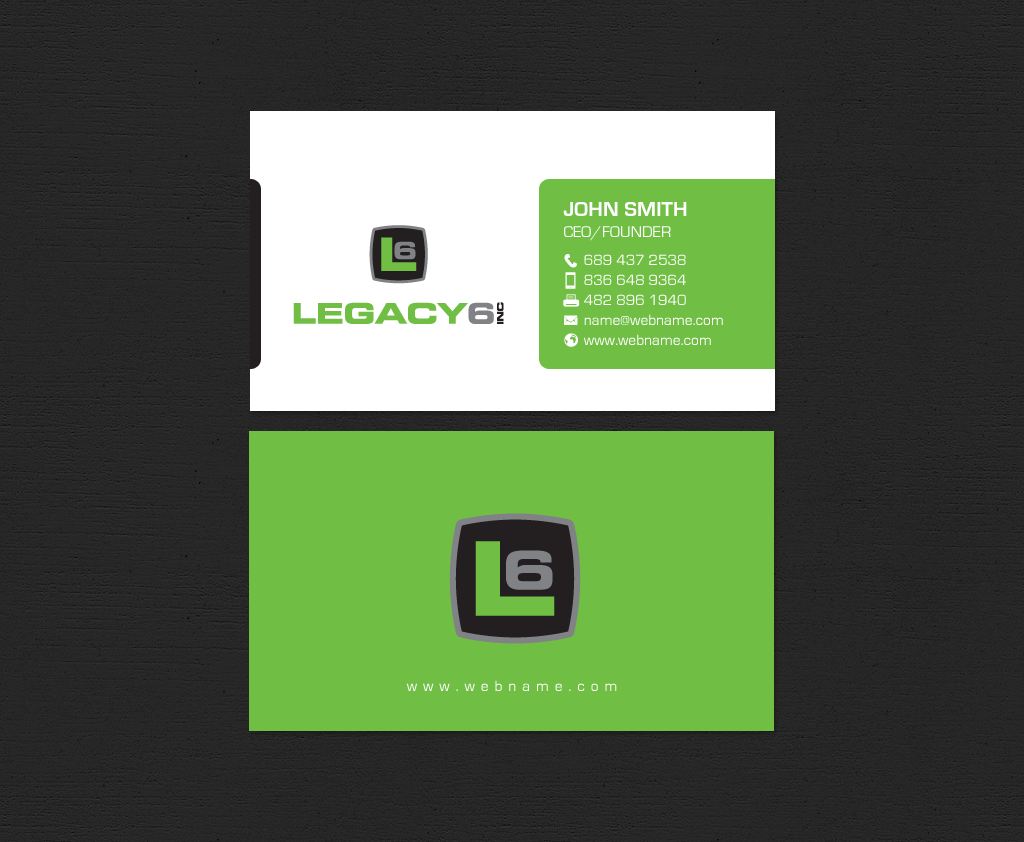 Business Card Design by chandrayaan.creative for Legacy 6 Inc | Design #14578551