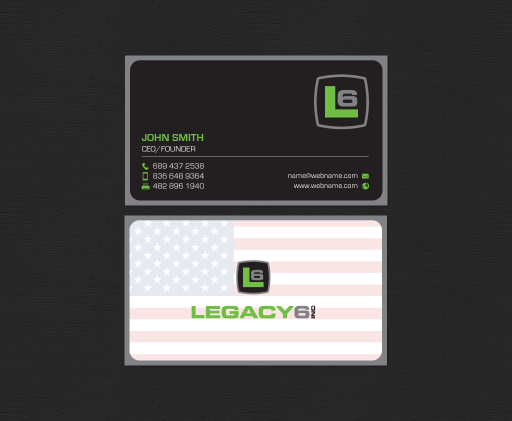 Business Card Design by chandrayaan.creative for Legacy 6 Inc | Design #14578555