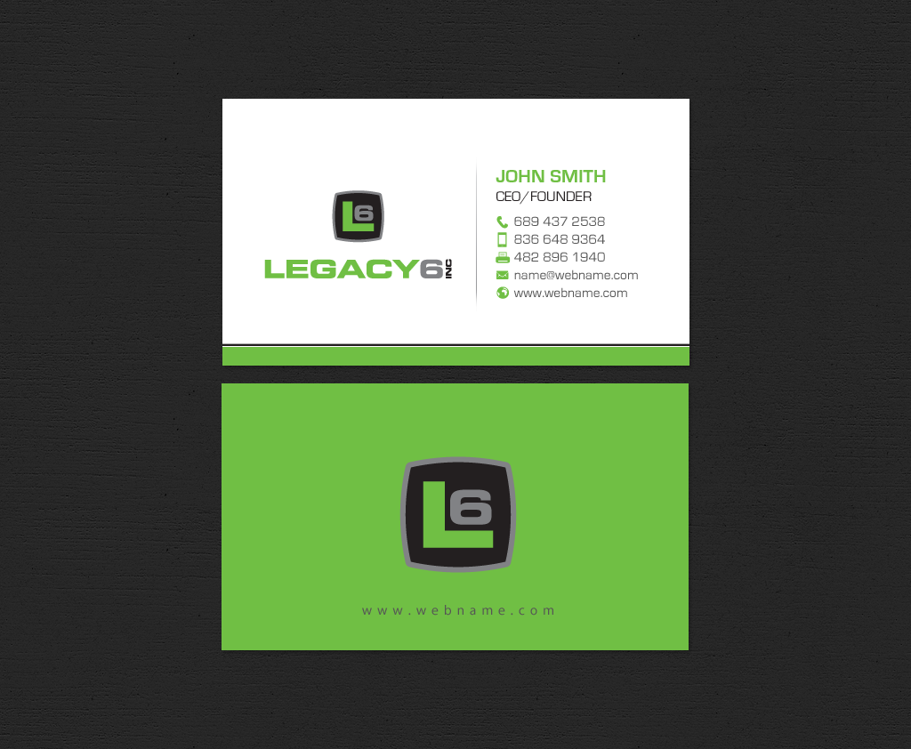 Business Card Design by chandrayaan.creative for Legacy 6 Inc | Design #14578572