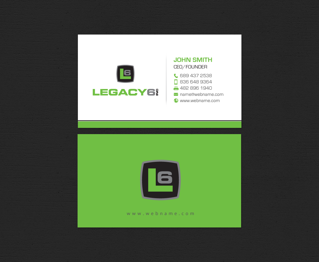 Business Card Design by chandrayaan.creative for Legacy 6 Inc | Design #14578573