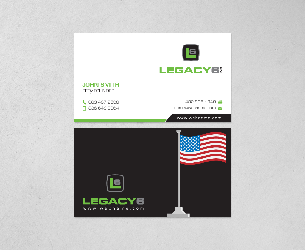 Business Card Design by chandrayaan.creative for Legacy 6 Inc | Design #14578575