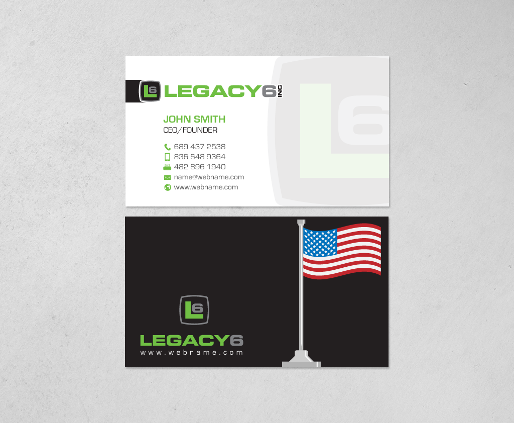 Business Card Design by chandrayaan.creative for Legacy 6 Inc | Design #14578644
