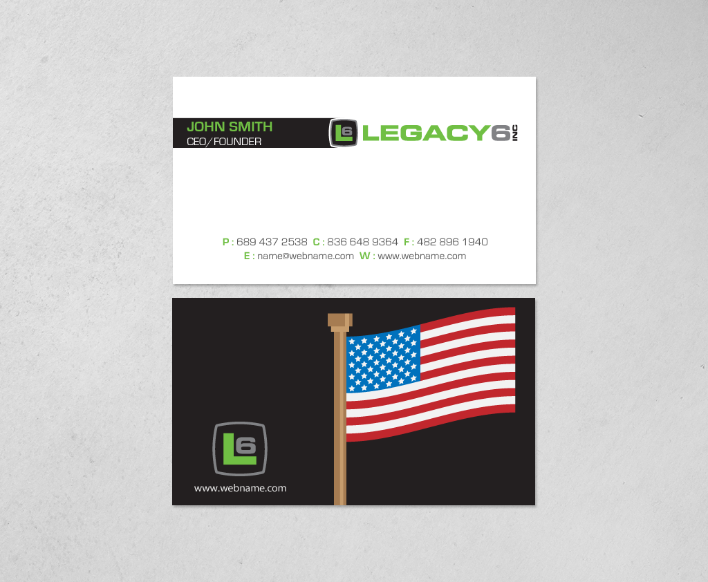Business Card Design by chandrayaan.creative for Legacy 6 Inc | Design #14578647
