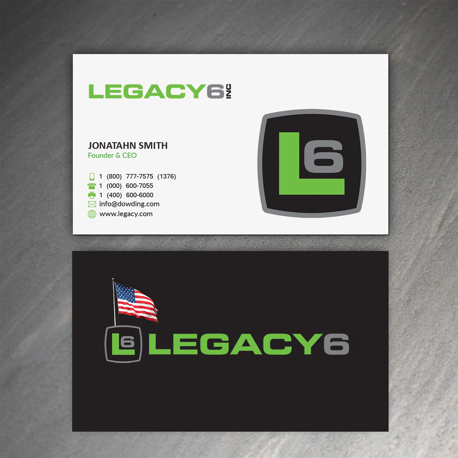 Business Card Design by Armaan Islam for Legacy 6 Inc | Design #14466517