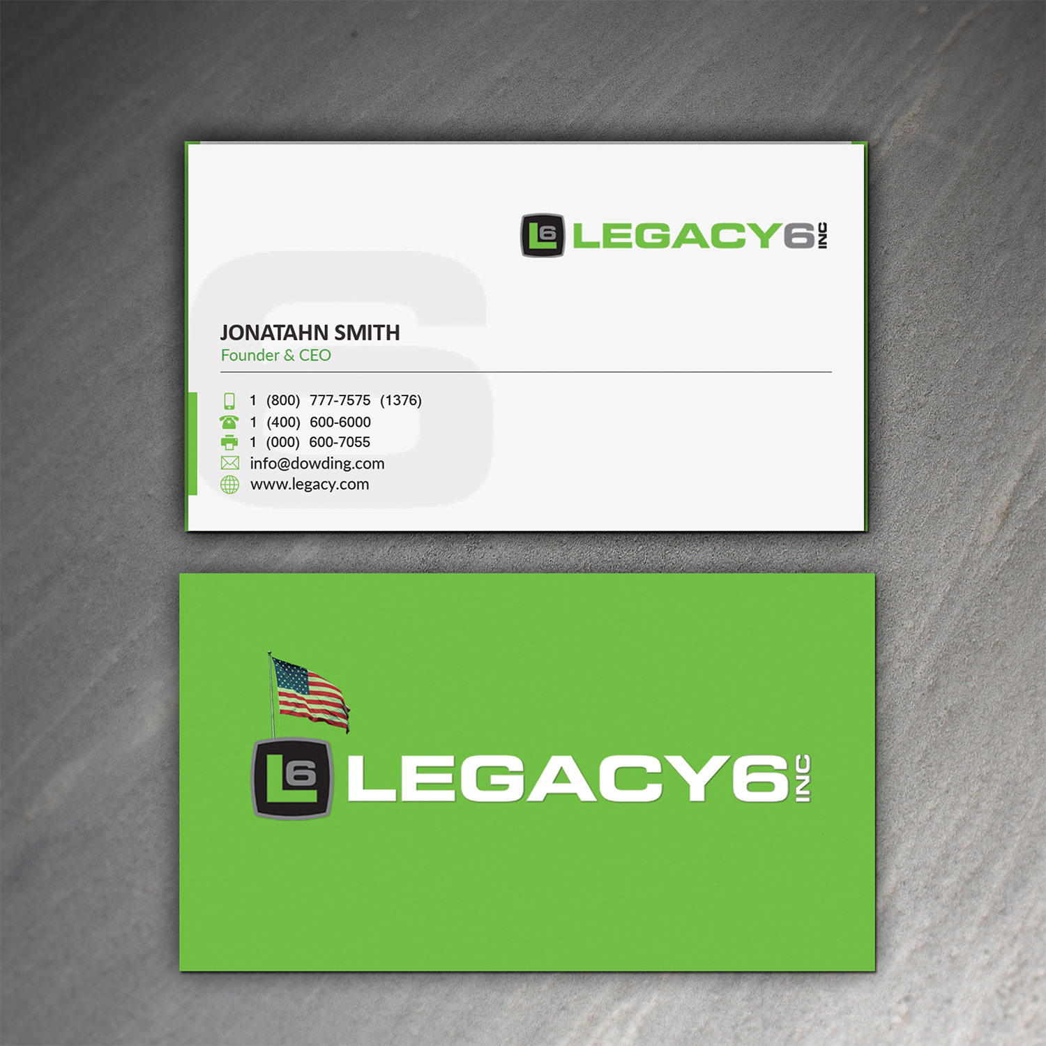 Business Card Design by Armaan Islam for Legacy 6 Inc | Design #14466571