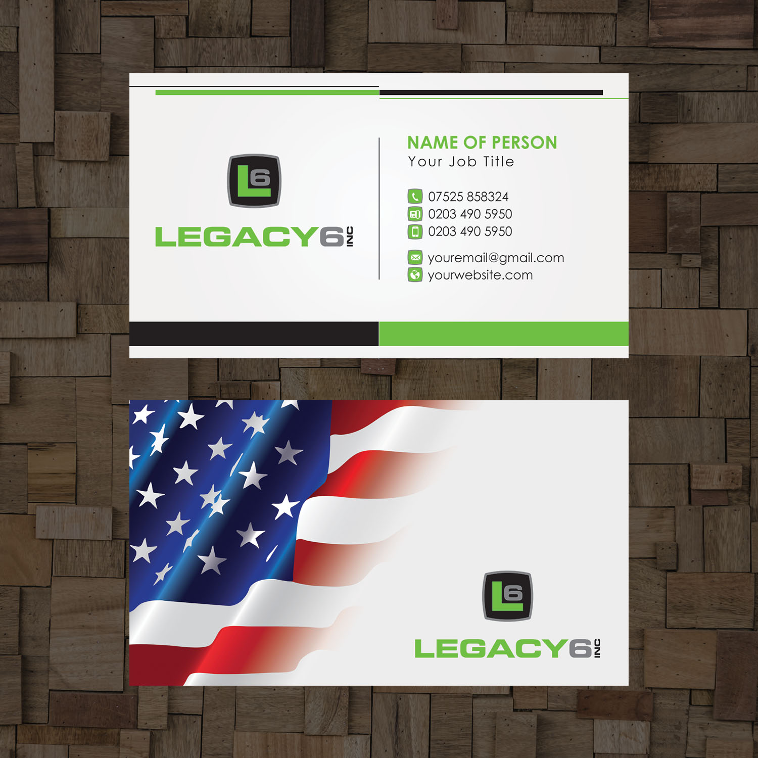 Design de Carte de Visite par Versatile.Designer pour Legacy 6 Inc | Design #14468007