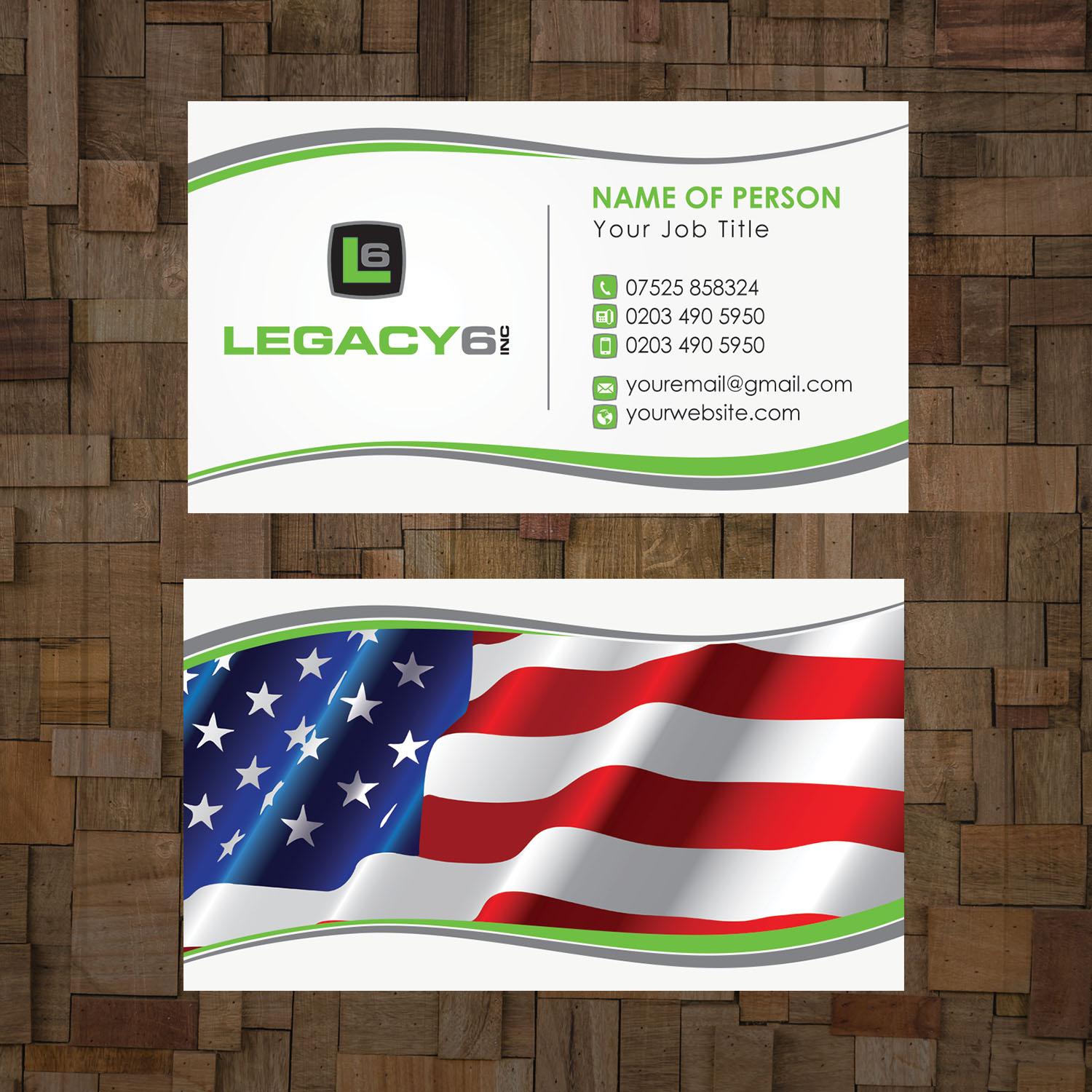Visitenkarten-Design von Versatile.Designer für Legacy 6 Inc | Design #14494049