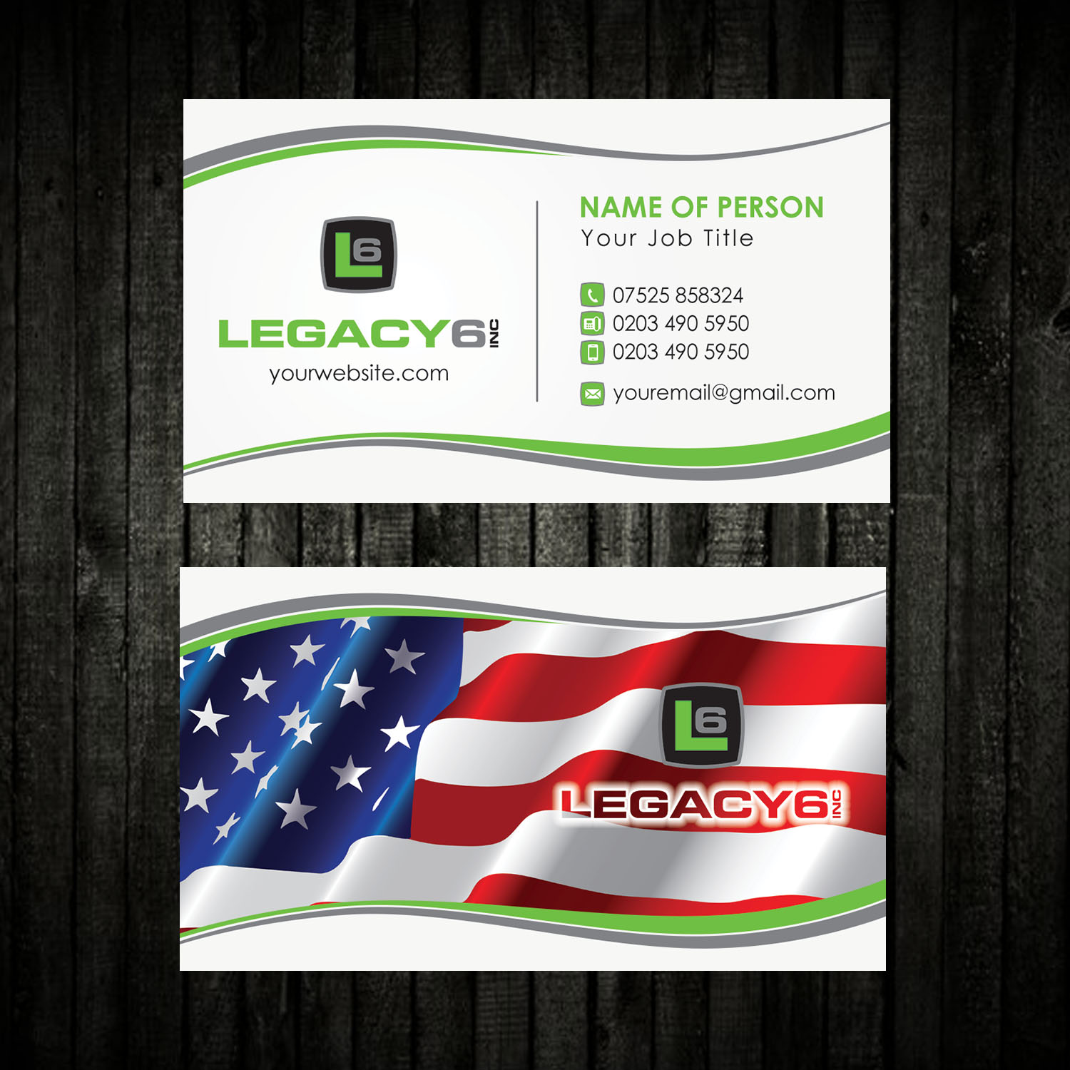 Business Card Design by Versatile.Designer for Legacy 6 Inc | Design #14494171