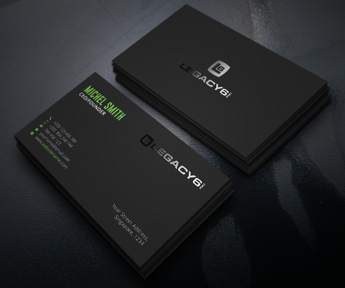 Business Card Design by Graphic Flame for Legacy 6 Inc | Design #14475531