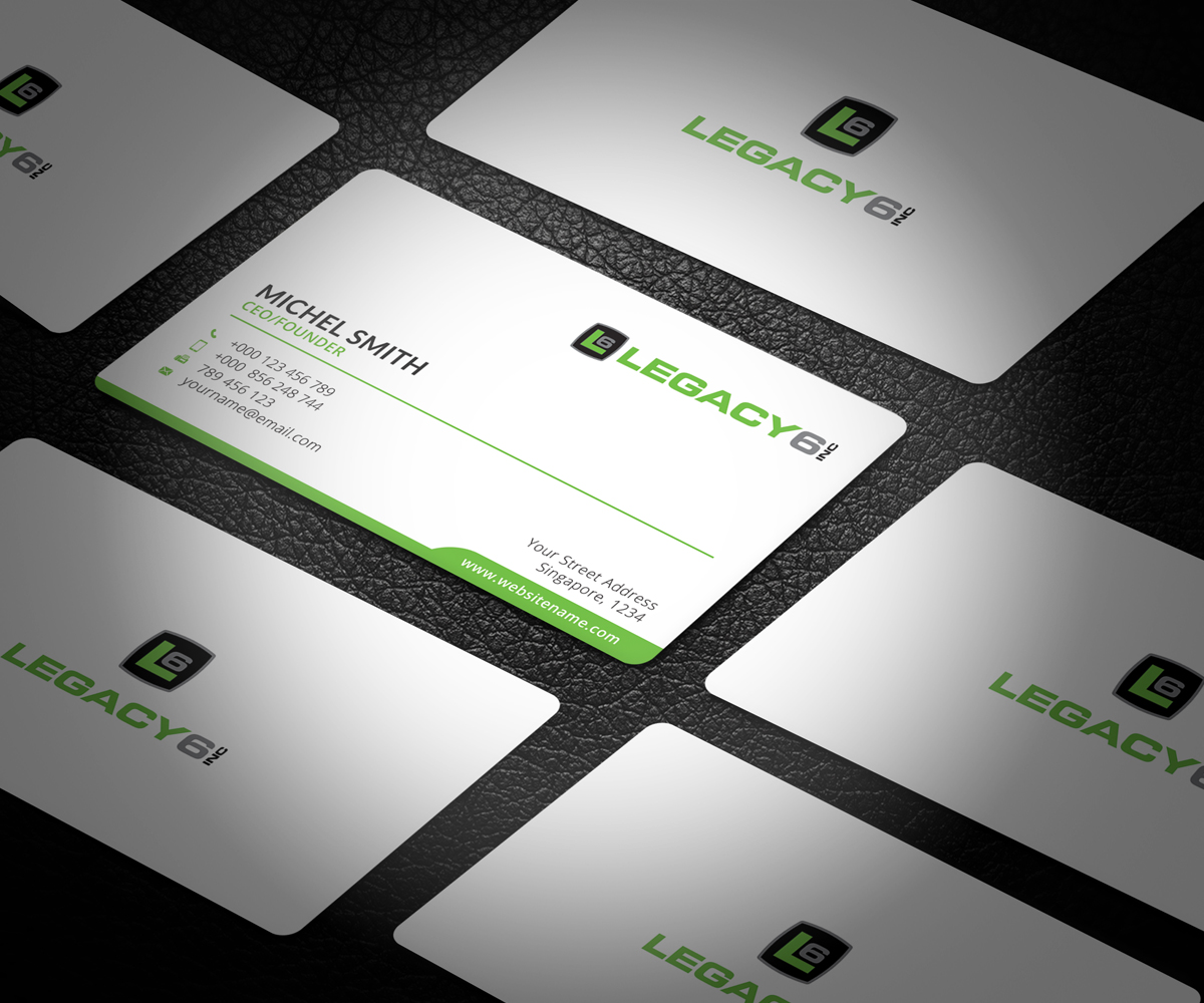 Business Card Design by Graphic Flame for Legacy 6 Inc | Design #14475532